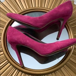 Hot pink suede heels